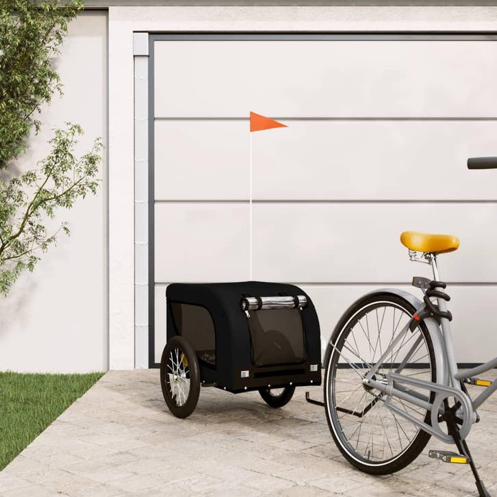 vidaXL Hondenfietstrailer oxford stof en ijzer zwart, Animaux & Accessoires, Autres accessoires pour animaux, Envoi