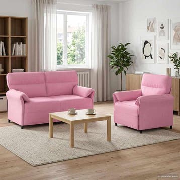 vidaXL bank / zetelstel 2 st Roze Stof, Huis en Inrichting, Zetels | Zetels, Verzenden, Nieuw