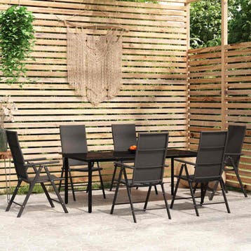 vidaXL 7-delige Tuinset zwart, Verzenden, Nieuw, Tuinset