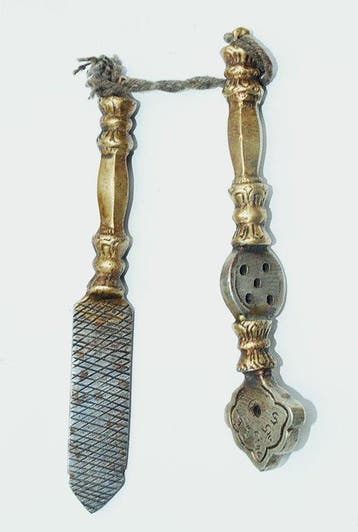 Objet rituel tibétain en deux parties Puja Tibet Népal 14 cm
