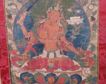 Geweldig! Prachtig en zeldzaam oud Tibetaans thangka van, Antiek en Kunst
