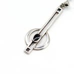 Zilver, 925 Sterlingzilver & Zwarte Onyx - Hangoorbellen -