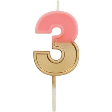 Roze Kaars 3 Jaar Retro, Verzenden, Nieuw