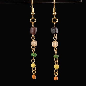 Oud-Romeins Earrings, met veelkleurige Romeinse glazen