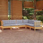 vidaXL 6-delige Loungeset met grijze kussens massief, Verzenden, Nieuw, Loungeset