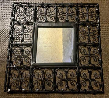 Miroir - Fer forgé - Miroir carré., Antiquités & Art
