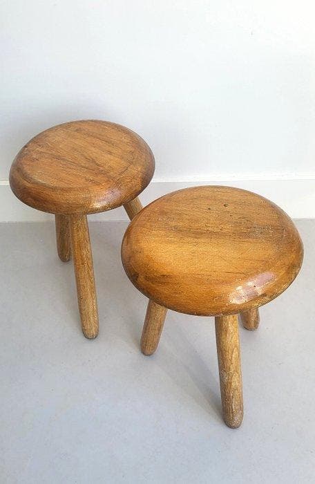 Bijzettafel (2) - Beuken - melkkrukjes, Antiek en Kunst, Curiosa en Brocante