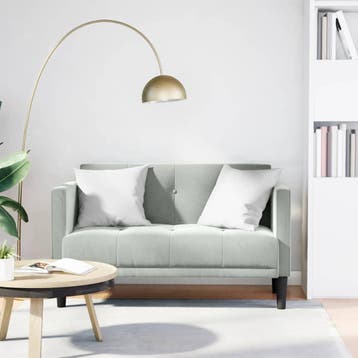 vidaXL Loveseat bank / zetel lichtgrijs 111 cm fluweel, Verzenden