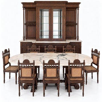 Table à manger (10) - Bois, Marbre - Salle à manger complète, Antiquités & Art