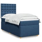 vidaXL Boxspring met matras stof blauw 90x190 cm, Huis en Inrichting, Slaapkamer | Bedden, Verzenden, Nieuw