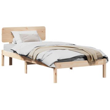 vidaXL Bedframe met hoofdeinde Naturel 100 x 200 cm Massief, Huis en Inrichting, Verzenden, Nieuw