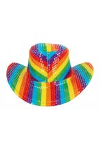 Cowboyhoed Regenboog Pailletten Strepen Pride Gekleurd Cowbo, Ophalen of Verzenden, Nieuw