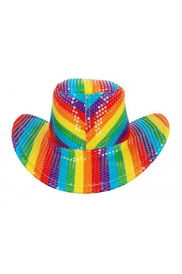 KIMU® Cowboyhoed Regenboog Pailletten Strepen Pride Gekleurd, Kleding | Heren, Ophalen of Verzenden, Nieuw