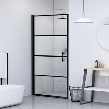 vidaXL Douchedeur halfmat 100x178 cm gehard glas zwart, Verzenden