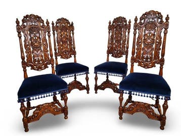 FREE SHIPPING - Stoel (4) - Walnoot - Rijk gestoken