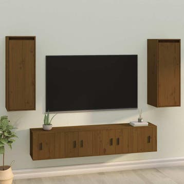vidaXL Wandkasten 2 st 30x30x80 cm massief grenenhout, Verzenden