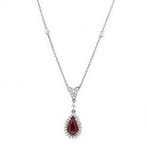 Ketting met hanger - 14 karaat Witgoud - 2.84ct. tw. Robijn