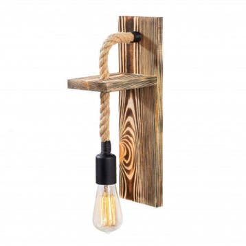 Landelijke wandlamp E27 fitting - Hout en Touw | Zagreb, Huis en Inrichting, Lampen | Wandlampen, Verzenden, Nieuw, Hout