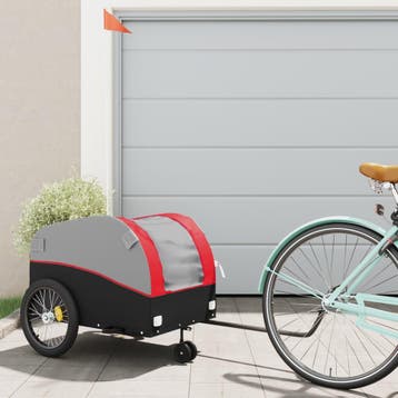 vidaXL Fietstrailer 45 kg ijzer zwart en rood, Verzenden, Nieuw