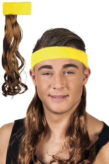 KIMU® Hoofdband Matje Bruin Haar Zweetband Geel Pruik Mullet, Kleding | Dames, Ophalen of Verzenden, Nieuw