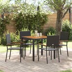 vidaXL Tuin Eettafel Set 5 pcs Zwart poly rattan, Verzenden, Nieuw