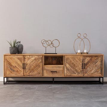 Tv-meubel Mangohout Sabia 200 Met 1 Lade cm, Verzenden, Nieuw, Overige houtsoorten, Industriële meubels