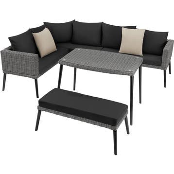 tectake Rotanlounge met aluminium frame Pula - grijs, Tuin en Terras, Verzenden, Nieuw