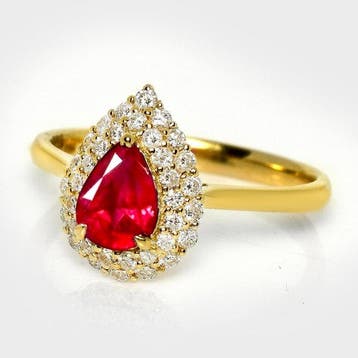 Zonder minimumprijs - Ring - 18 karaat GIA 1,03 ct Burma