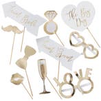 Bruiloft Photobooth Props Wit/Goud 10st, Verzenden, Nieuw