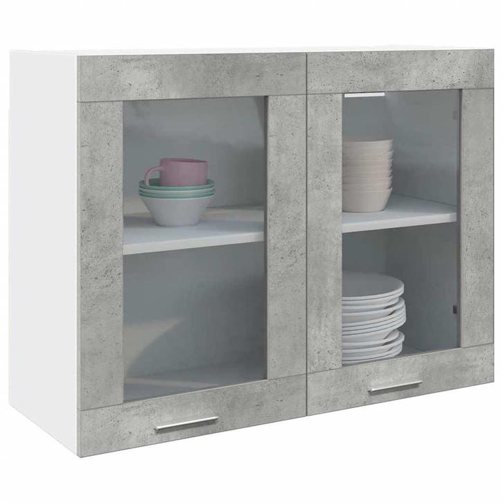 vidaXL Bovenkast Lyon 80x31x60 cm betongrijs, Huis en Inrichting, Kasten | Overige, Nieuw, Verzenden