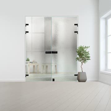 Glazen dubbele binnendeur XL voor opdek kozijn zwart beslag-, Doe-het-zelf en Bouw, Glas en Ramen, Verzenden, Nieuw