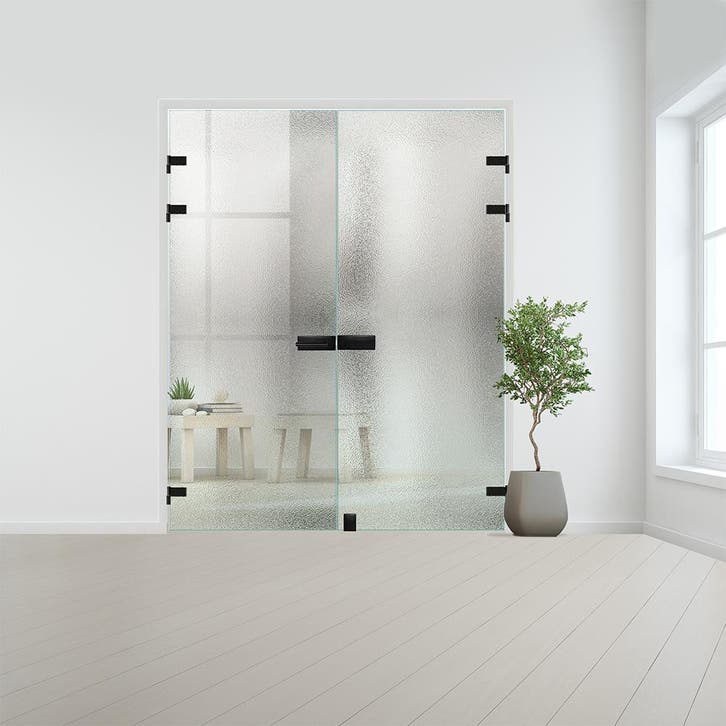 Glazen dubbele binnendeur XL voor opdek kozijn zwart beslag-, Doe-het-zelf en Bouw, Glas en Ramen, Nieuw, Verzenden
