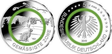 25 Euro Brd 5 x 5 Euro Klimazonen gemaeßigte Zone 2019 Ko.., Verzenden