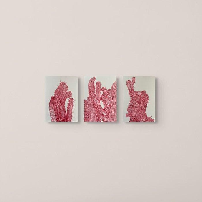 N. Magro - “ Three light cacti in red: drawings from the, Antiek en Kunst, Kunst | Designobjecten