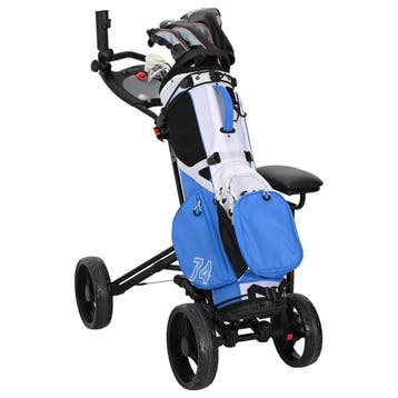vidaXL Golf Trolley met Zitje Zwart Aluminium Opvouwbaar, Sports & Fitness, Verzenden