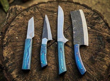 Set of FOUR, Hand-Forged with Old Steel- Chefs knife -
