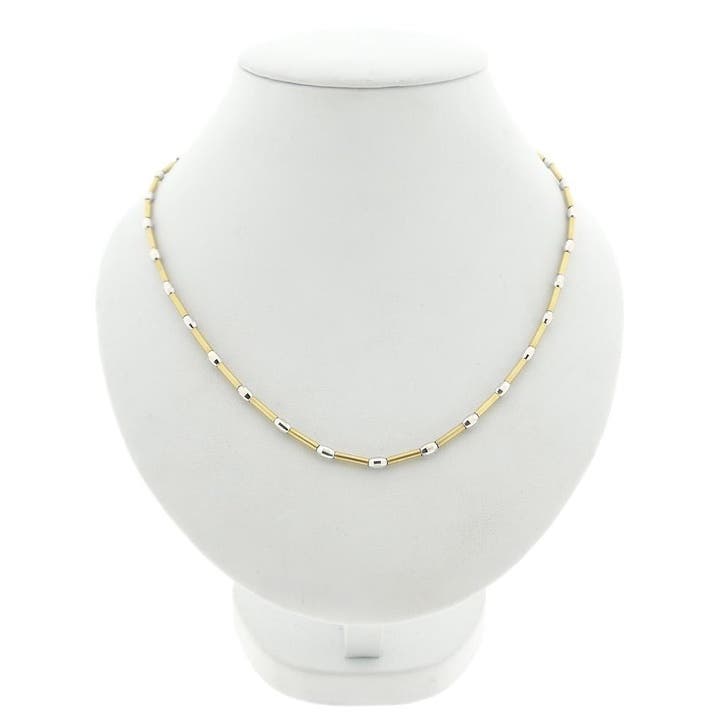 Midas bicolor gouden staafjes schakelketting, Handtassen en Accessoires, Kettingen, Overige kleuren, Gebruikt, Goud, Ophalen of Verzenden