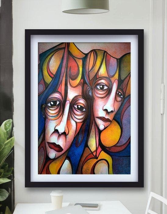 Alvise Bon - Umanità distorta 5, Antiquités & Art, Art | Peinture | Moderne