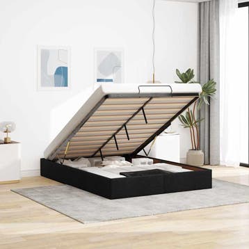 vidaXL Bedframe zonder matras 140x190 cm stof zwart, Verzenden