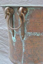 Ornement décoratif (2) - Italie - Chaudron ancien en cuivre,, Antiquités & Art