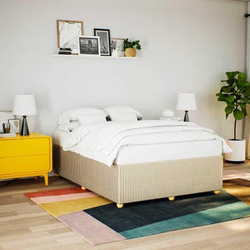 vidaXL Bedframe zonder matras stof crèmekleurig 140x200 cm, Verzenden, Nieuw