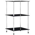 vidaXL Kastje 3-laags 40x40x67 cm gehard glas zwart, Verzenden, Nieuw