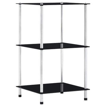 vidaXL Kastje 3-laags 40x40x67 cm gehard glas zwart, Huis en Inrichting, Verzenden, Nieuw