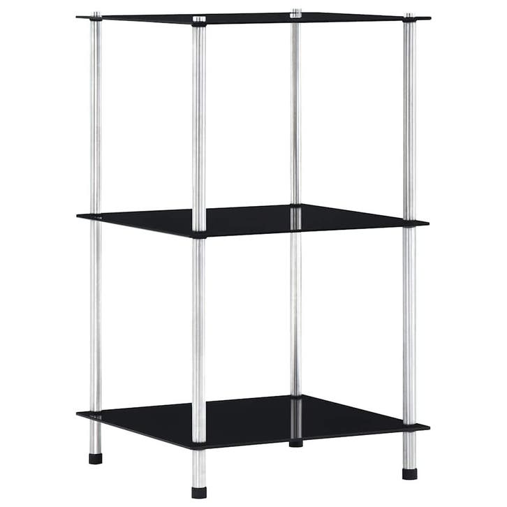 vidaXL Kastje 3-laags 40x40x67 cm gehard glas zwart, Huis en Inrichting, Kasten | Boekenkasten, Nieuw, Verzenden