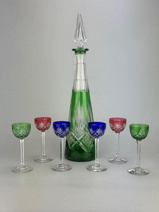 Drinkset (7) - Kristal - Likeurservice, Antiek en Kunst, Antiek | Meubels | Tafels