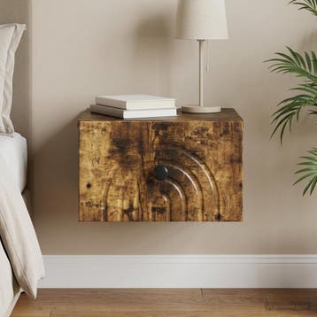 vidaXL Muurbevestigde Nachttafel Gerookt eiken 33 x 34,5 x, Verzenden, Nieuw