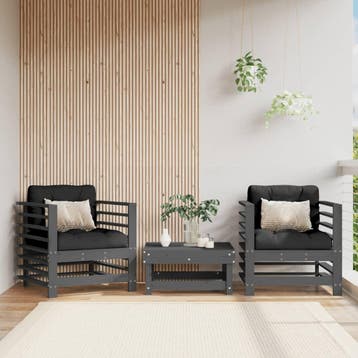 vidaXL Tuinstoelen 2 st massief grenenhout grijs, Tuin en Terras, Tuinsets en Loungesets, Verzenden, Nieuw
