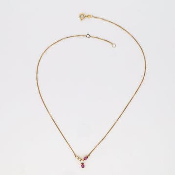 Collier - 18 carats Or jaune Diamant (Naturelle) - Rubis