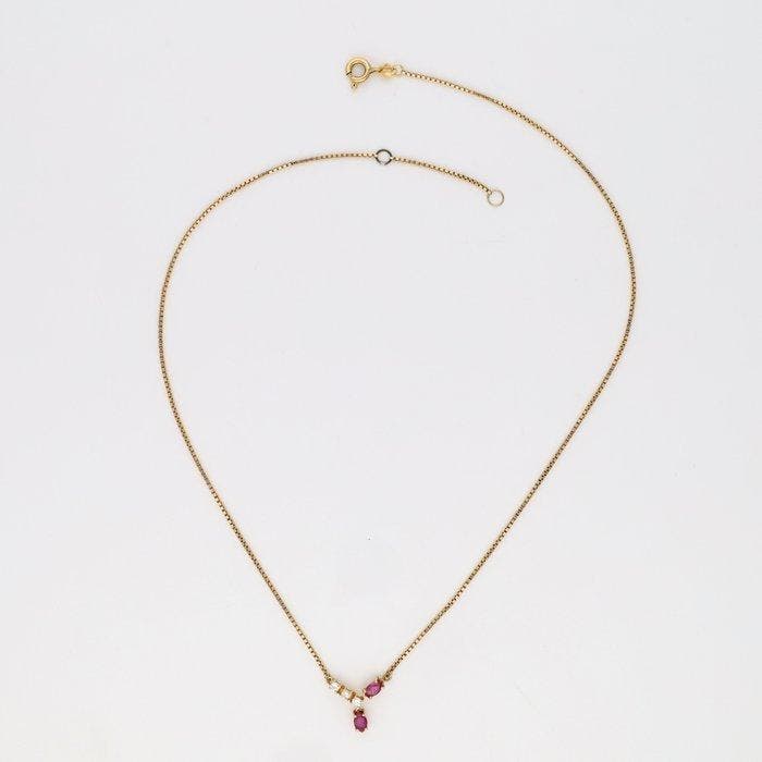Collier - 18 carats Or jaune Diamant (Naturelle) - Rubis, Bijoux, Sacs & Beauté, Colliers