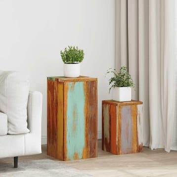 vidaXL Plantenstandaards 2 st massief hergebruikt hout, Tuin en Terras, Verzenden, Nieuw